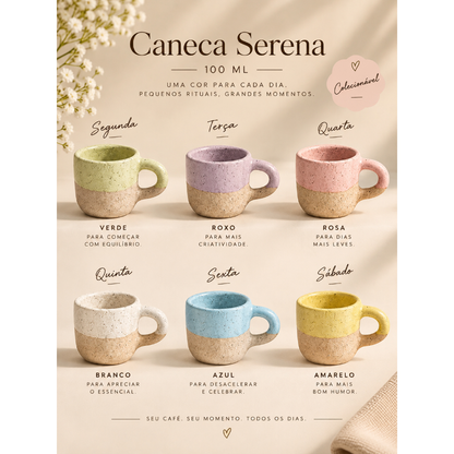 Caneca serena 100ml de Cerâmica Artesanal | Xícara para Café | Presente Criativo de Natal