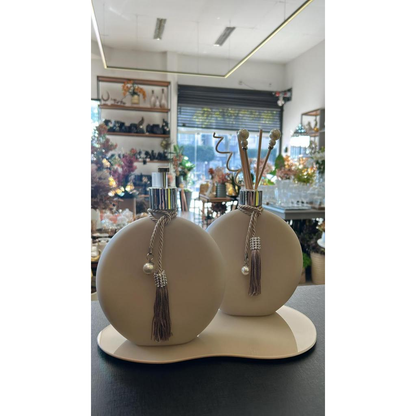 Kit Lavabo Luxo com Bandeja Espelhada, Porta Sabonete e Difusor