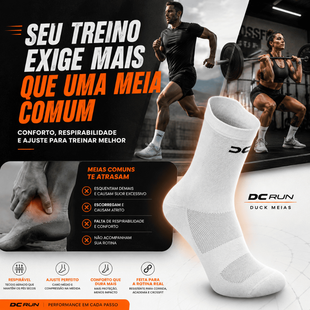 Kit 2 pares Meia Esportiva Corrida Unissex Cano Médio Esportes Academia Gym Dry Fit 97% Poliamida