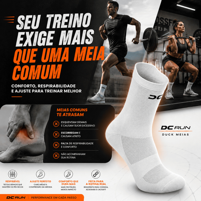 Kit 2 pares Meia Esportiva Corrida Unissex Cano Médio Esportes Academia Gym Dry Fit 97% Poliamida