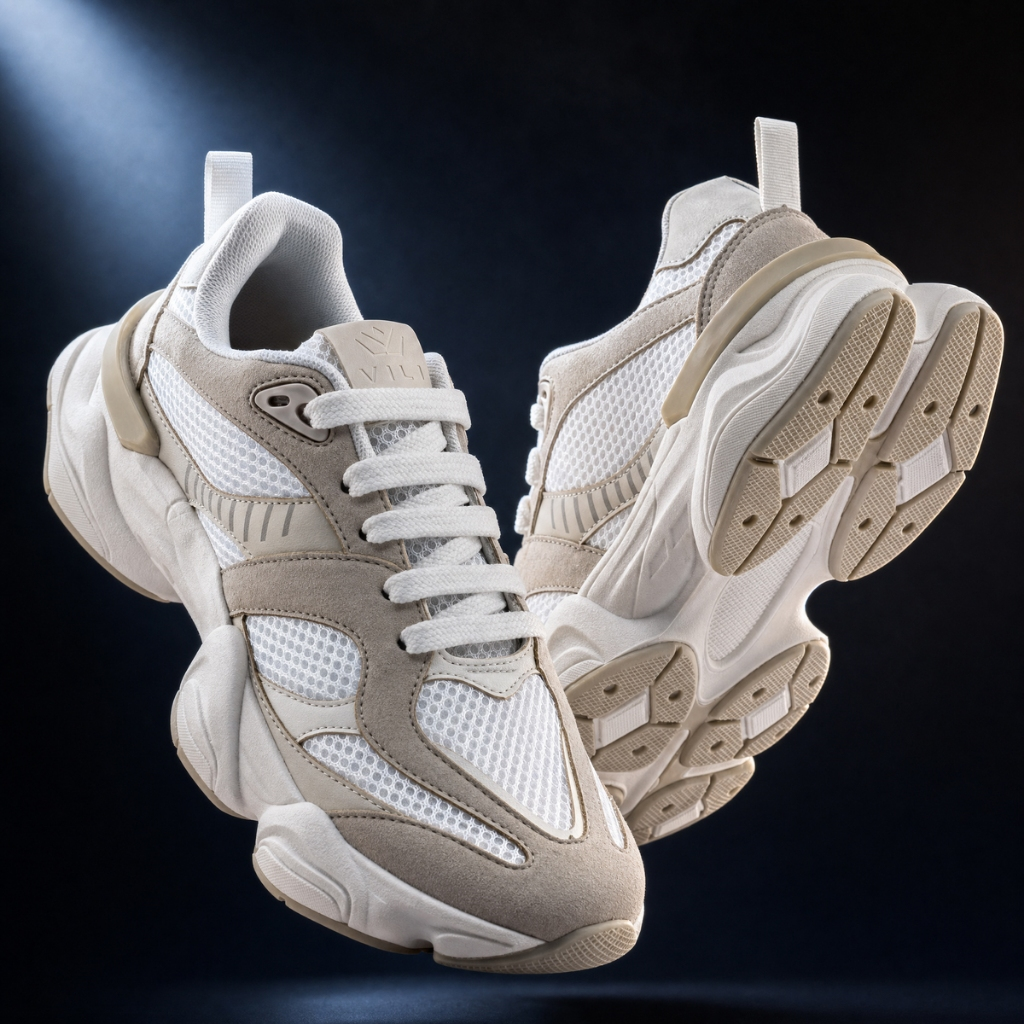 Tênis Feminino VILI AURA Chunky Dad Sneaker Casual Academia Confortável Solado Alto 4 cm