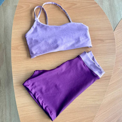 Conjunto Fitness Feminino com Top Forrado e Short de Cintura Alta
