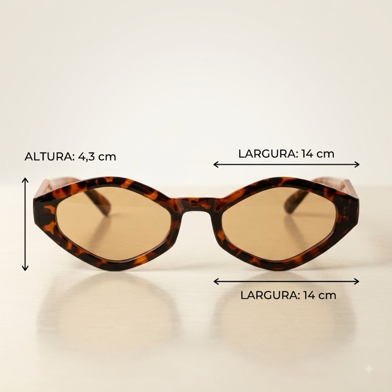 Óculos de Sol Feminino Poligonal Unissex UV400 Proteção Solar Várias Cores da Moda
