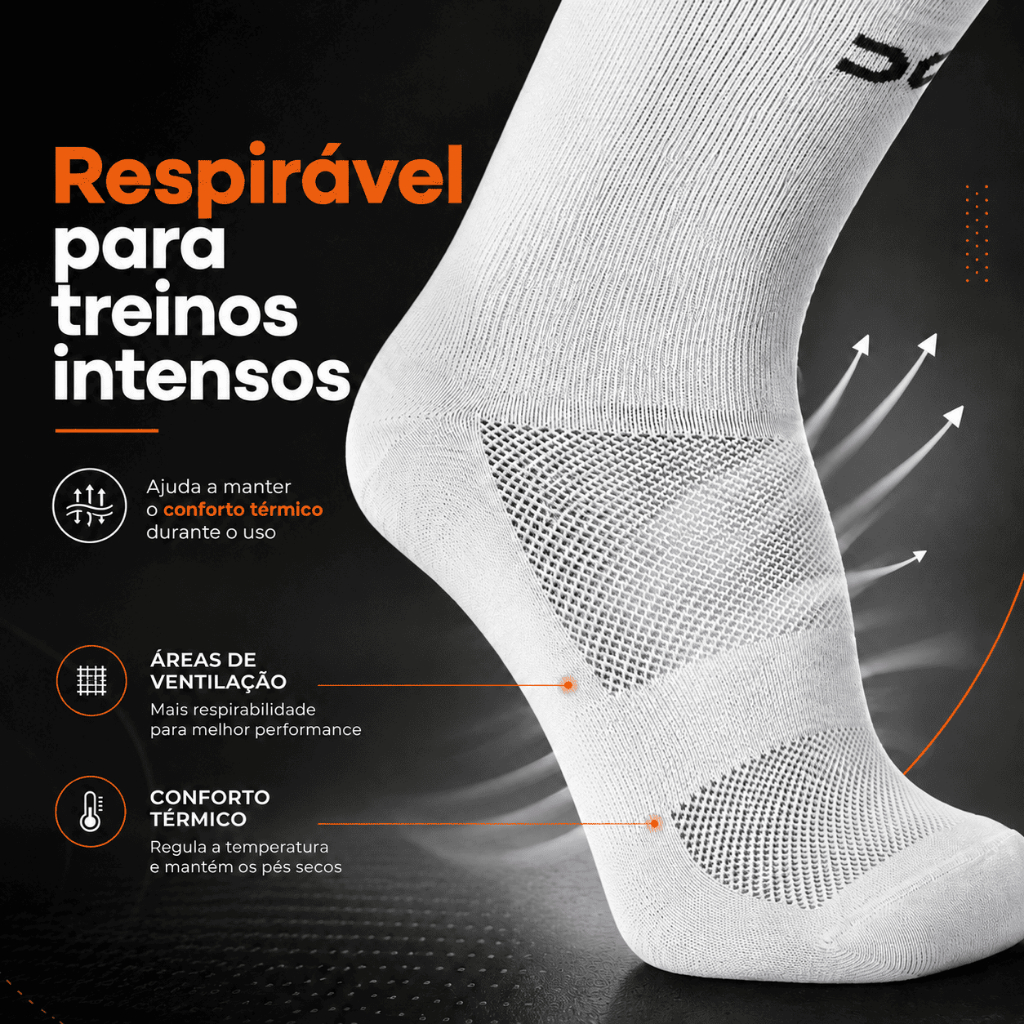 Kit 2 pares Meia Esportiva Corrida Unissex Cano Médio Esportes Academia Gym Dry Fit 97% Poliamida