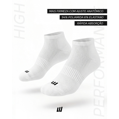 Kit 4 Pares Meia Performance Cano Curto Poliamida Core Dia a Dia Casual Dry Fit Academia Unissex