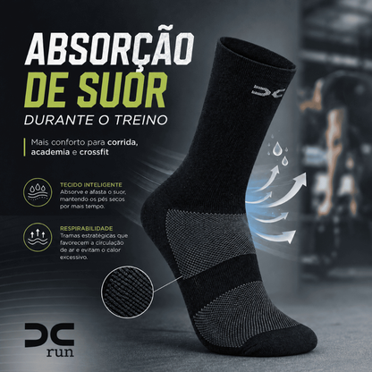Kit 2 pares Meia Esportiva Corrida Unissex Cano Médio Esportes Academia Gym Dry Fit 97% Poliamida