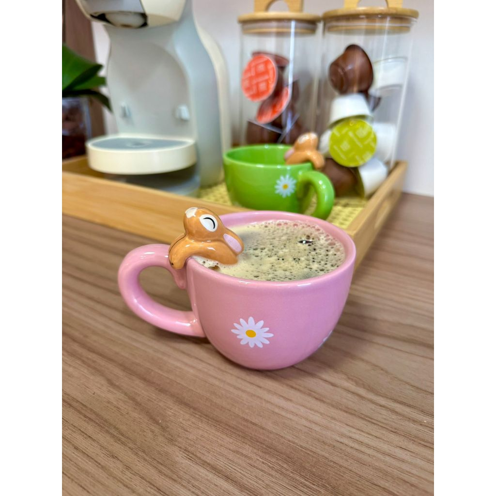 Caneca Coelho Pendurado Rosa 200ml Cerâmica