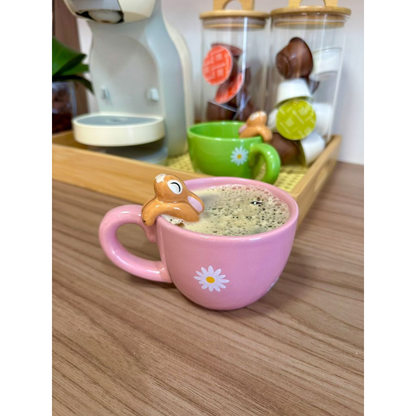 Caneca Coelho Pendurado Rosa 200ml Cerâmica