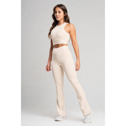 Conjunto Fitness Feminino Flare Bailarina com Top Regata