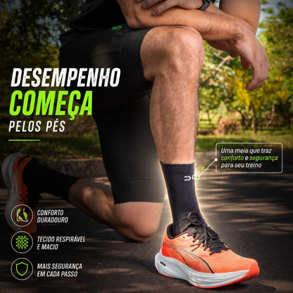 Kit 2 pares Meia Esportiva Corrida Unissex Cano Médio Esportes Academia Gym Dry Fit 97% Poliamida
