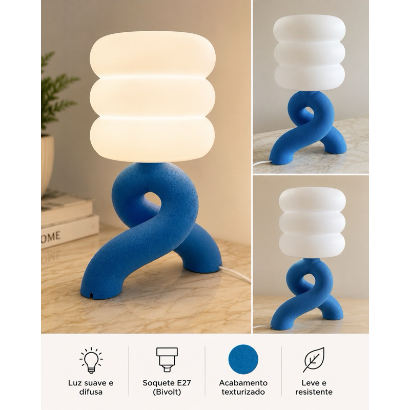 Luminária de Mesa Design Moderno Escandinavo Decorativa LED Quarto Sala Escritório