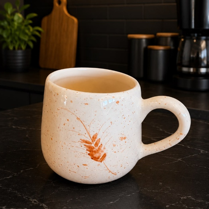 Caneca Bojuda Café Chá 250ml De Cerâmica Decorada Pintada A Mão