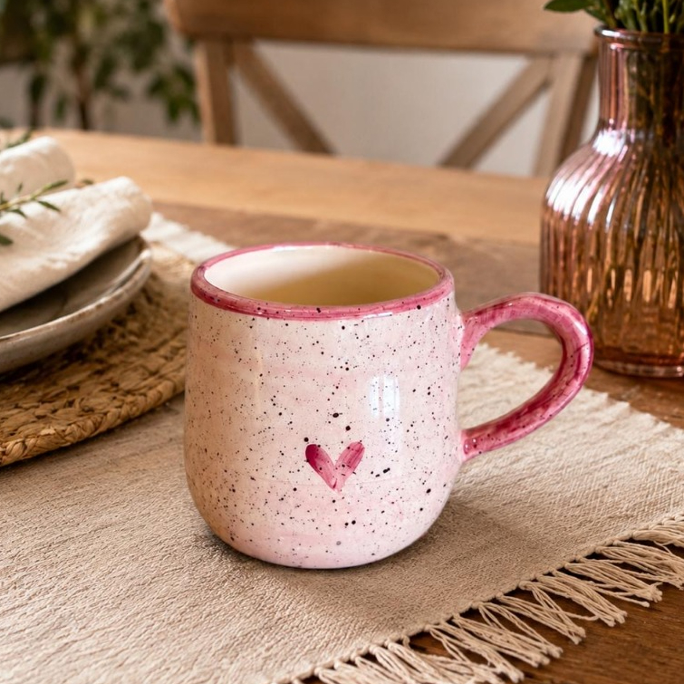 Caneca Bojuda Café Chá 250ml De Cerâmica Decorada Pintada A Mão