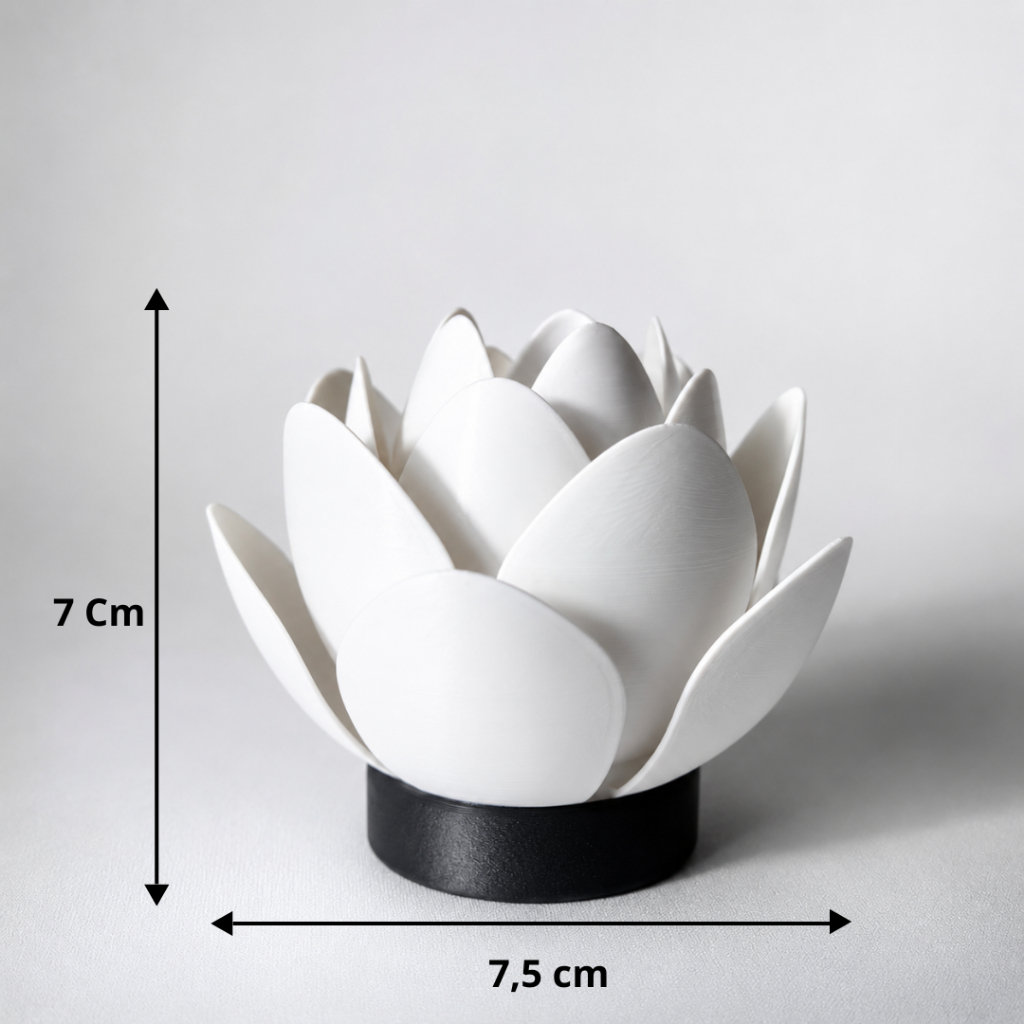 Luminária Flor de Lótus LED Decorativa – Pequeno Abajur de Mesa Zen para Quarto, Sala e Decoração