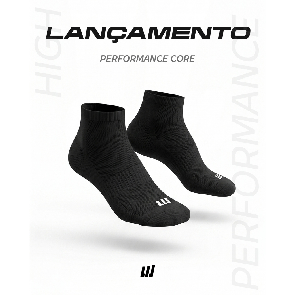 Kit 4 Pares Meia Performance Cano Curto Poliamida Core Dia a Dia Casual Dry Fit Academia Unissex