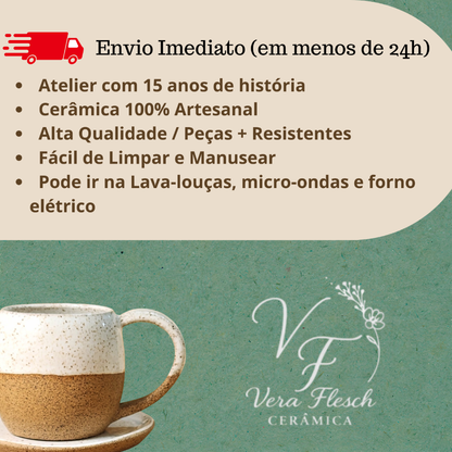 Xícara Coração com Pires Cerâmica 120ml Café Chá Mesa Posta Luxo Louça Artesanal Decoração Café Amor
