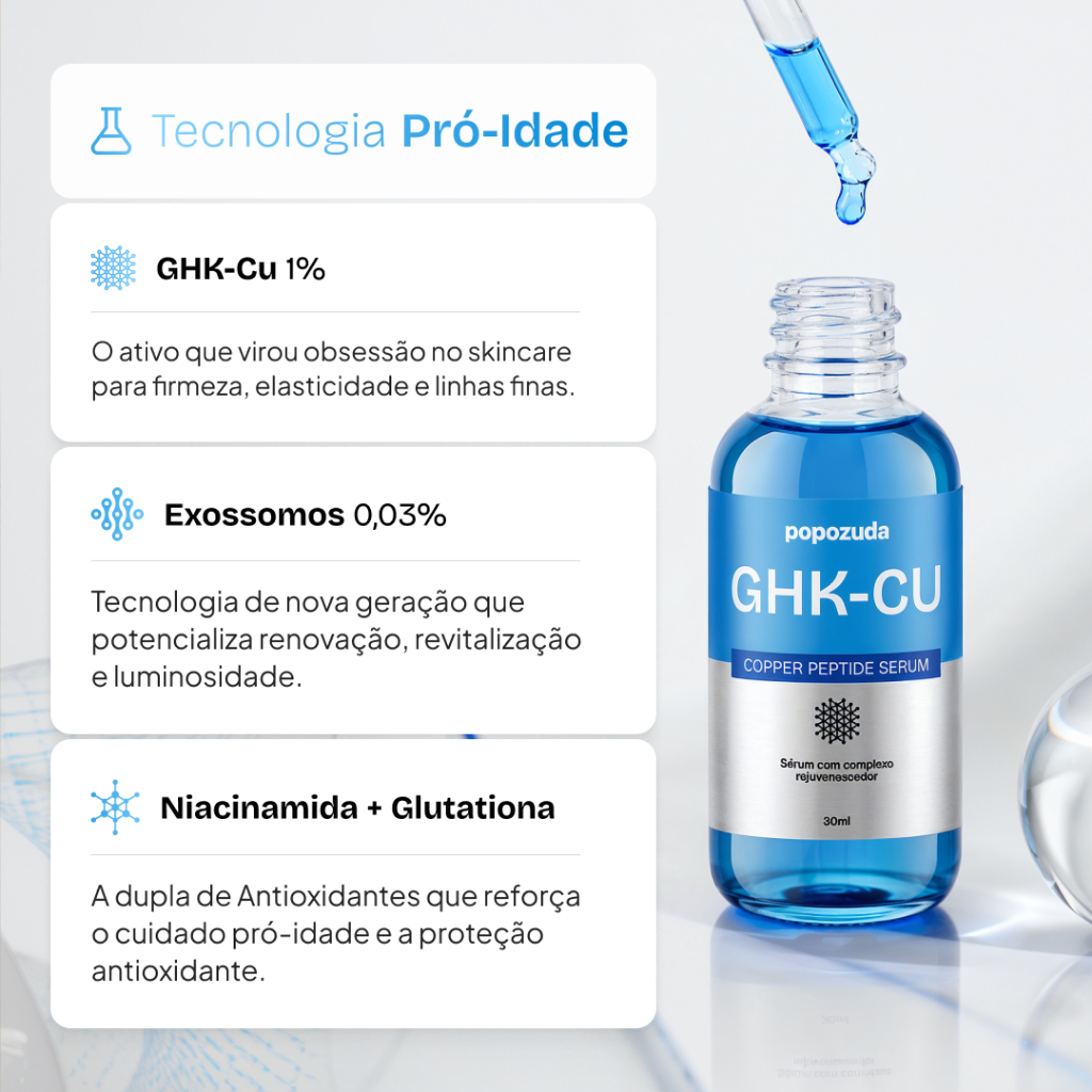 Sérum Facial GHK-CU Popozuda 30ml | Peptídeo de Cobre + Exossomos