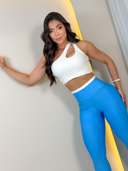 Conjunto Feminino Cropped Nula Manga Legging Cos Alto Roupa Academia Zero Transparência