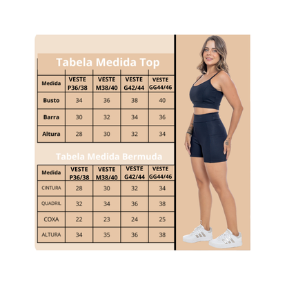 Conjunto Academia Corrida Treino Poliamida Zero Transparência shorts e Top de Alça