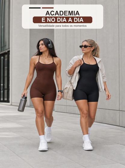 Macaquinho Feminino Academia De Alcinha Fitness Zero Transparência Suplex Premium Modela Corpo