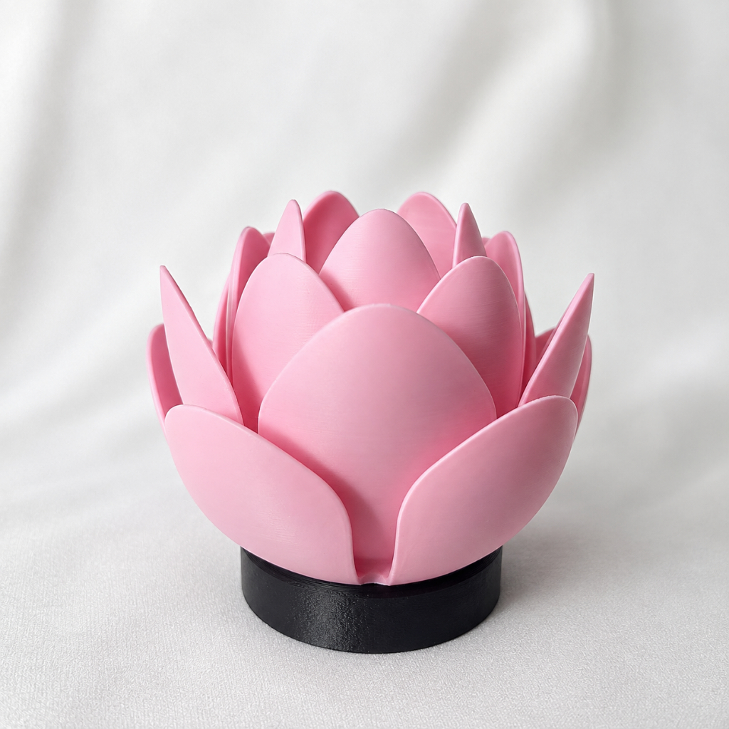 Luminária Flor de Lótus LED Decorativa – Pequeno Abajur de Mesa Zen para Quarto, Sala e Decoração