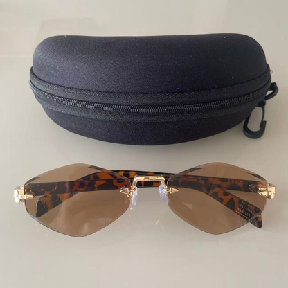 Óculos de Sol Feminino Sem Aro UV400 — Design Geométrico