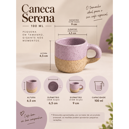 Caneca serena 100ml de Cerâmica Artesanal | Xícara para Café | Presente Criativo de Natal