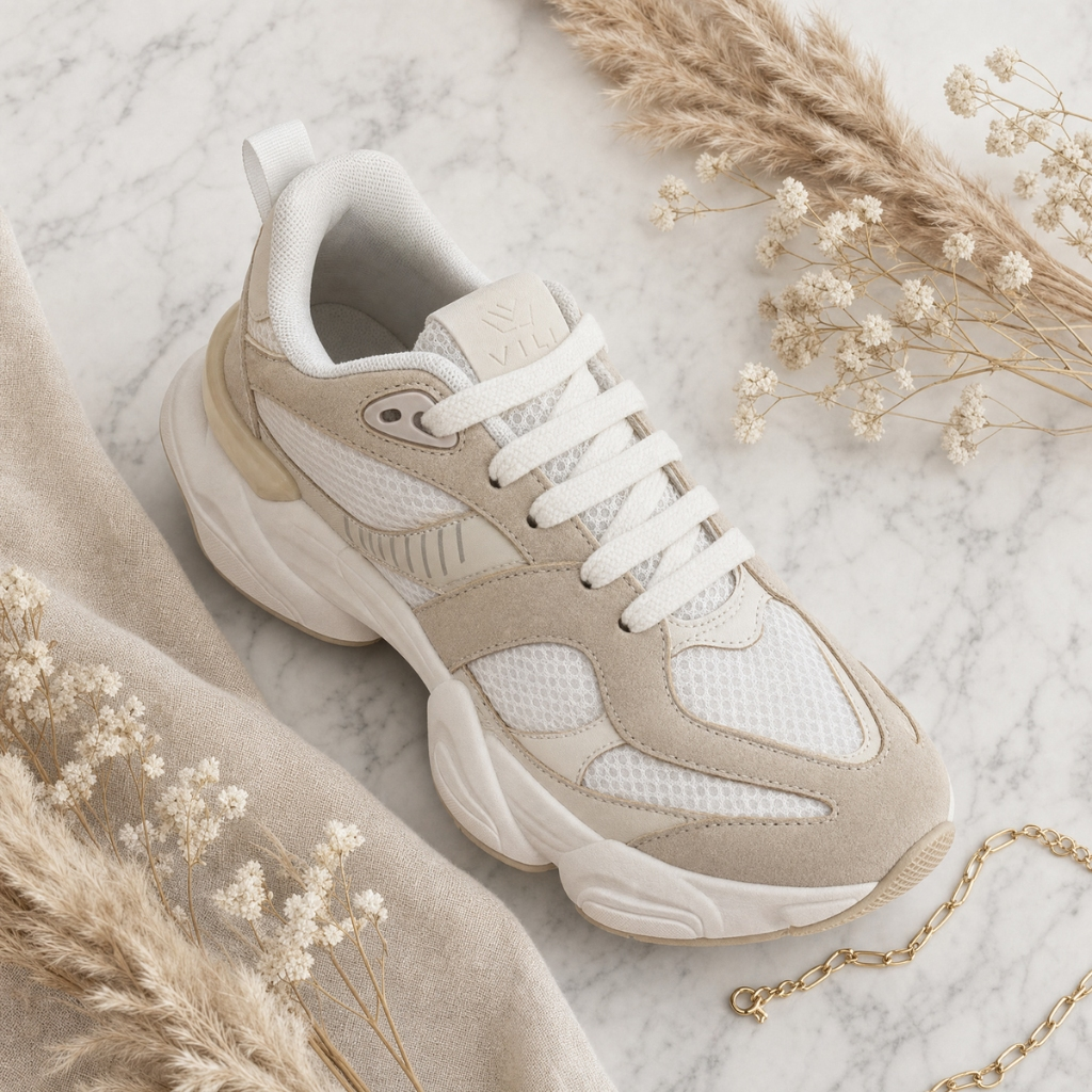 Tênis Feminino VILI AURA Chunky Dad Sneaker Casual Academia Confortável Solado Alto 4 cm