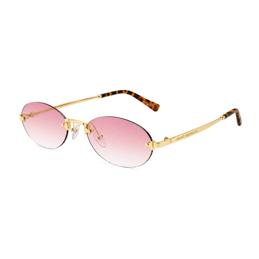 Óculos de Sol Oval Napoli Tortoise Lente Rosa Unissex UV400 Sem Aro