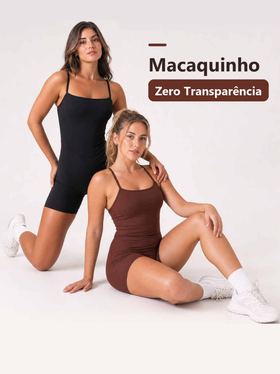 Macaquinho Feminino Academia De Alcinha Fitness Zero Transparência Suplex Premium Modela Corpo