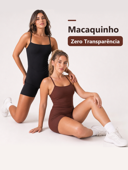 Macaquinho Feminino Academia De Alcinha Fitness Zero Transparência Suplex Premium Modela Corpo