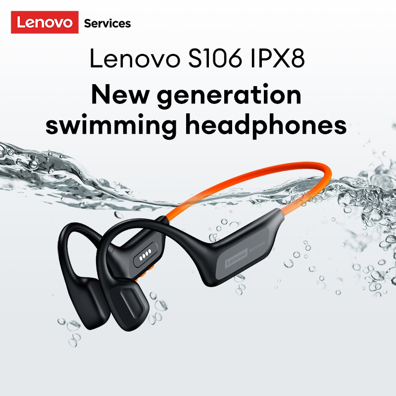 Fones De Ouvido De Condução Óssea Lenovo S106 E Fone Natação À Prova D'água IPX8 Com 32 Gb De Memória Bluetooth 6.0 plus