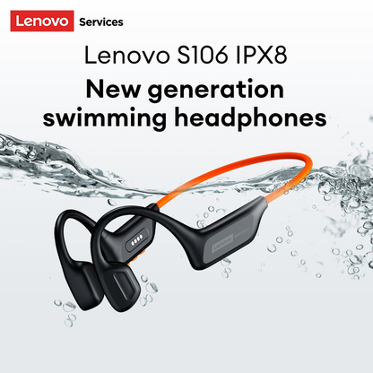 Fones De Ouvido De Condução Óssea Lenovo S106 E Fone Natação À Prova D'água IPX8 Com 32 Gb De Memória Bluetooth 6.0 plus