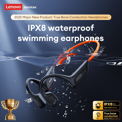 Fones De Ouvido De Condução Óssea Lenovo S106 E Fone Natação À Prova D'água IPX8 Com 32 Gb De Memória Bluetooth 6.0 plus