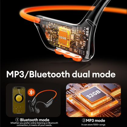 Fones De Ouvido De Condução Óssea Lenovo S106 E Fone Natação À Prova D'água IPX8 Com 32 Gb De Memória Bluetooth 6.0 plus