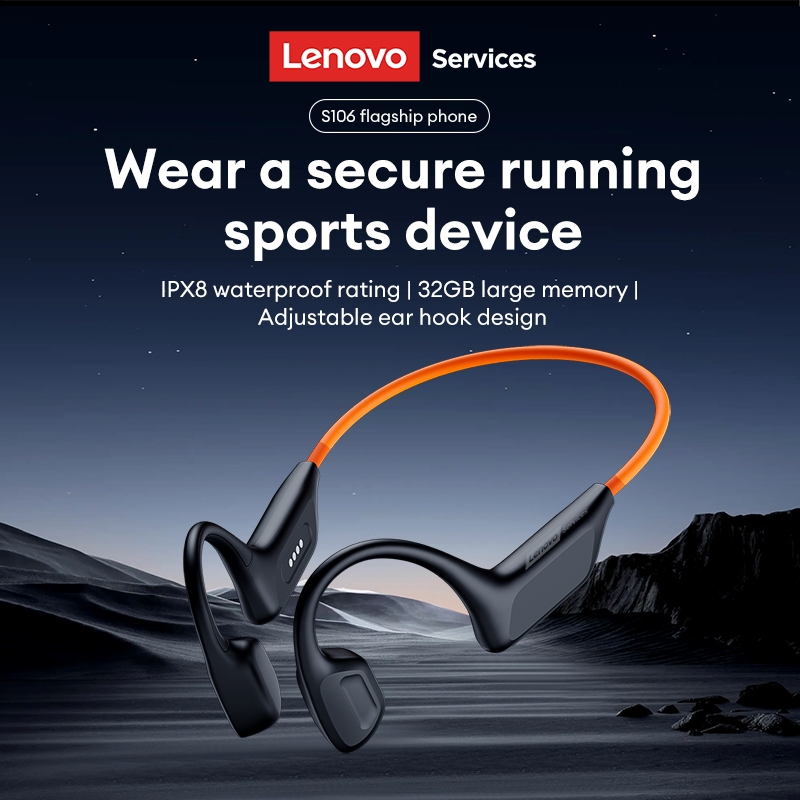 Fones De Ouvido De Condução Óssea Lenovo S106 E Fone Natação À Prova D'água IPX8 Com 32 Gb De Memória Bluetooth 6.0 plus