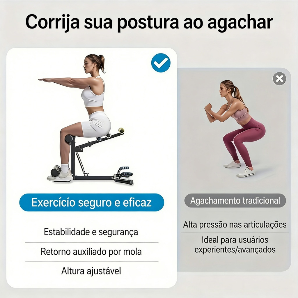 Máquina de Agachamento Profundo Ajustável | Exercícios de Núcleo e Pernas e glúteos