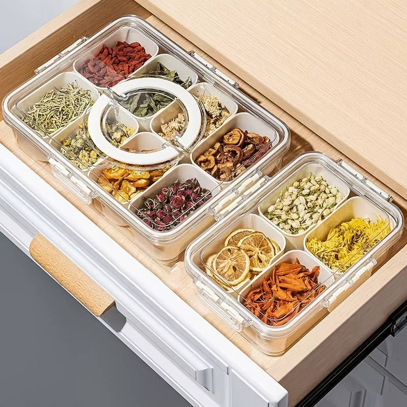 Pote Organizador de Geladeira Hermético Multiuso Com 8 Divisórias Para Verduras e Alimentos Com Escorredor