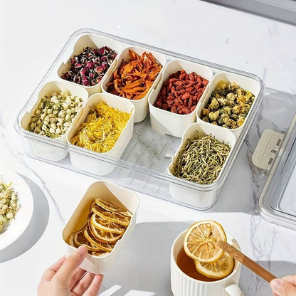 Pote Organizador de Geladeira Hermético Multiuso Com 8 Divisórias Para Verduras e Alimentos Com Escorredor