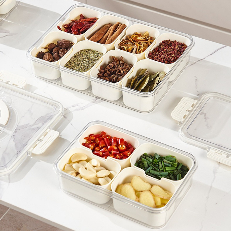 Pote Organizador de Geladeira Hermético Multiuso Com 8 Divisórias Para Verduras e Alimentos Com Escorredor