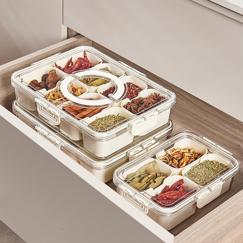 Pote Organizador de Geladeira Hermético Multiuso Com 8 Divisórias Para Verduras e Alimentos Com Escorredor