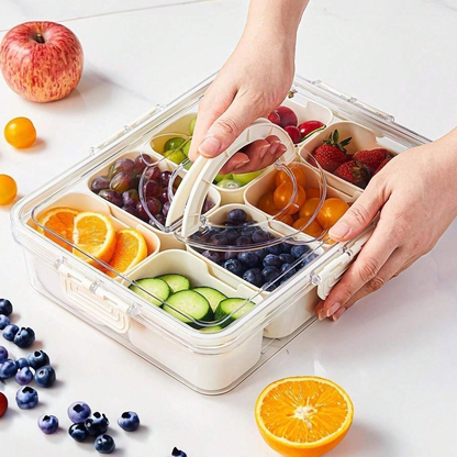 Pote Organizador de Geladeira Hermético Multiuso Com 8 Divisórias Para Verduras e Alimentos Com Escorredor