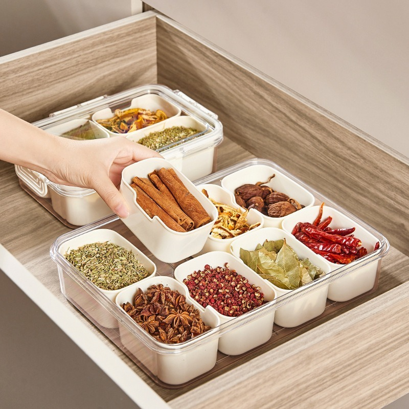 Pote Organizador de Geladeira Hermético Multiuso Com 8 Divisórias Para Verduras e Alimentos Com Escorredor
