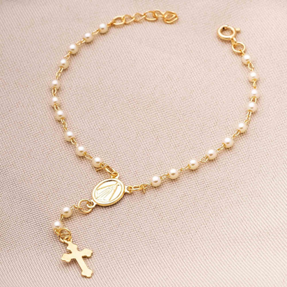 Pulseira Terço Banhada a Ouro 18K