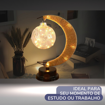 Luminária Lua Crescente Decorativa com LED e Base Fixa