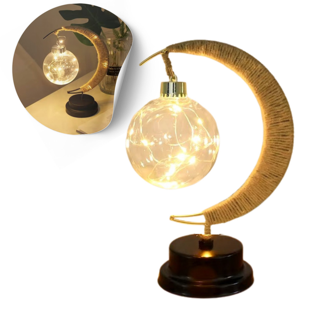 Luminária Lua Crescente Decorativa com LED e Base Fixa