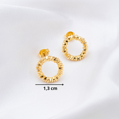Brinco Feminino Circulo Diamantado Banhado a Ouro 18K