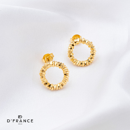 Brinco Feminino Circulo Diamantado Banhado a Ouro 18K