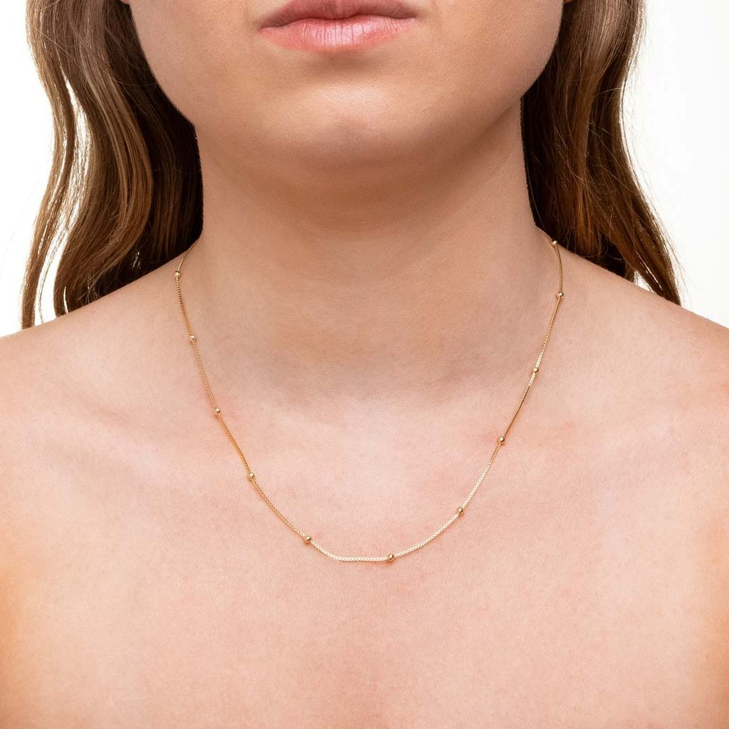 Colar Feminino Com Bolinhas Douradas Banhado a Ouro 18K- D France Semijóias