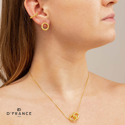 Brinco Feminino Circulo Diamantado Banhado a Ouro 18K